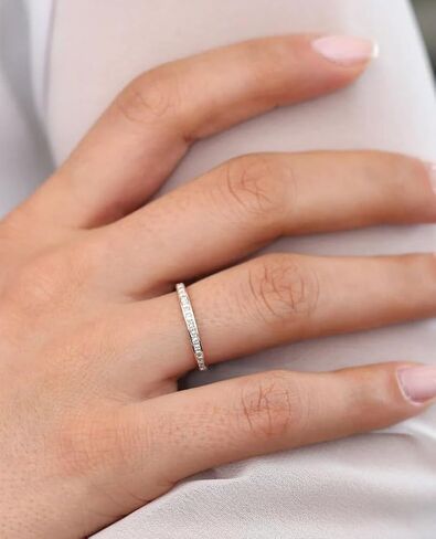 Princess Cut 1 CT Diamond Band Band 14k Rose Gold Plated Channel Rings for Women Anniversary Promise Ring in Saudi Arabia