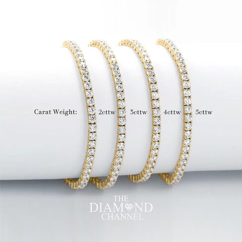 The Diamond Channel CERTIFIED 14 Karat Solid Gold LAB GROWN Diamond Tennis Bracelet. Push Safety Lock, 7 Inch Length (E-F Color, VS1-VS2 Clarity) in Kuwait