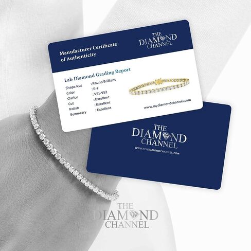 The Diamond Channel CERTIFIED 14 Karat Solid Gold LAB GROWN Diamond Tennis Bracelet. Push Safety Lock, 7 Inch Length (E-F Color, VS1-VS2 Clarity) in Kuwait