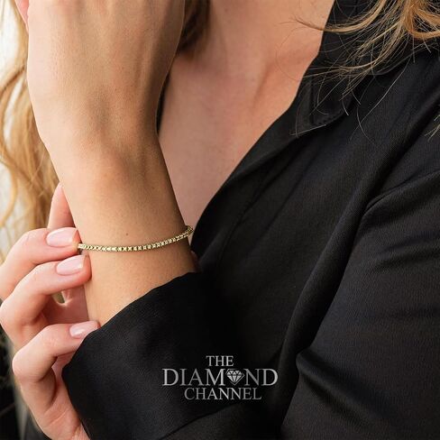 The Diamond Channel CERTIFIED 14 Karat Solid Gold LAB GROWN Diamond Tennis Bracelet. Push Safety Lock, 7 Inch Length (E-F Color, VS1-VS2 Clarity) in Kuwait