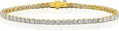 The Diamond Channel CERTIFIED 14 Karat Solid Gold LAB GROWN Diamond Tennis Bracelet. Push Safety Lock, 7 Inch Length (E-F Color, VS1-VS2 Clarity) in Kuwait