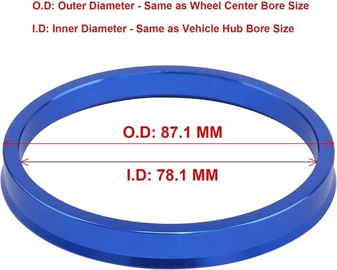 4pc 78.1 to 95.1 Black Hub Centric Rings Aluminium Alloy Wheel Center Rings Hubrings 95.1 to 78.1 ID=78.1mm OD=95.1mm in Saudi Arabia
