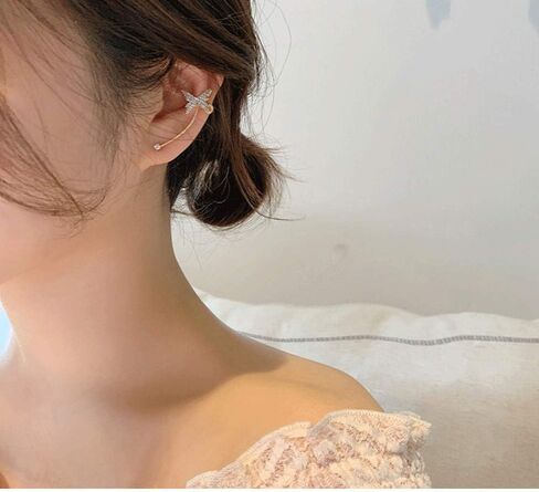 مجموعة أقراط كريستال على شكل فراشة وأقراط فضية مكعبة الزركونيوم على شكل سلسلة للنساء in Kuwait