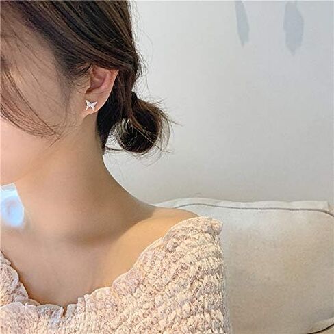 مجموعة أقراط كريستال على شكل فراشة وأقراط فضية مكعبة الزركونيوم على شكل سلسلة للنساء in Kuwait