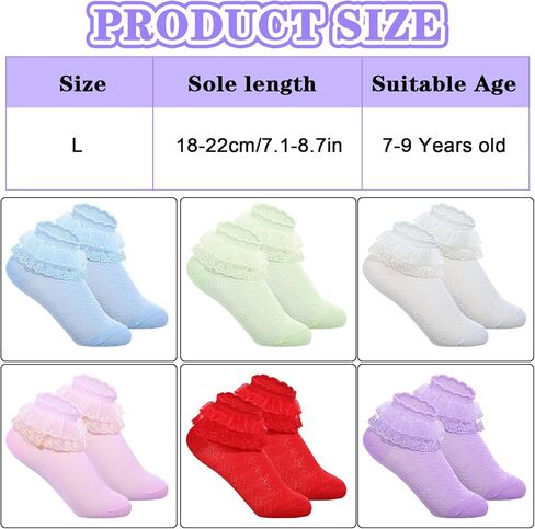6 أزواج الفتيات جوارب الكشكش لطيف الدانتيل جوارب الكاحل فستان صغير للفتاة لوليتا فستان لوليتا in Kuwait