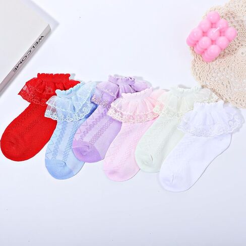 6 أزواج الفتيات جوارب الكشكش لطيف الدانتيل جوارب الكاحل فستان صغير للفتاة لوليتا فستان لوليتا in Kuwait