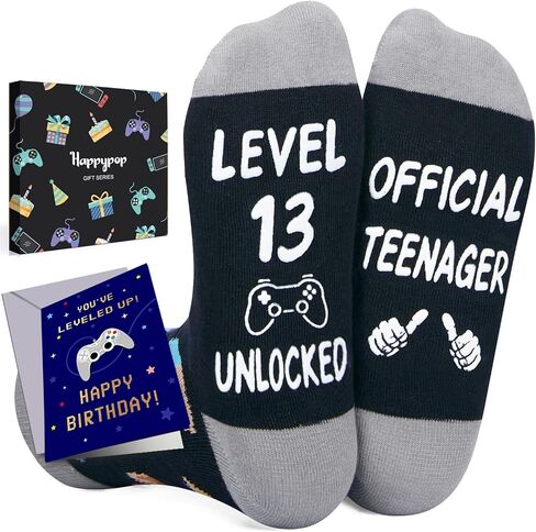 HAPPYPOP 15th Birthday Gifts Ideas for Boys - Socks for Boys Girls Age 15, Birthday Presents with Greeting Card for 15 Year Olds Teens in Saudi Arabia