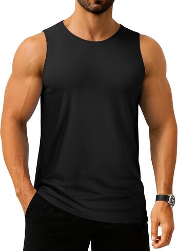 Tacvasen Mens Tank Top Athletic Quick Dry Rash Guard Workout Muscle Slyveless Running Sun Shirts for Swim Beach Gym Tee in Kuwait