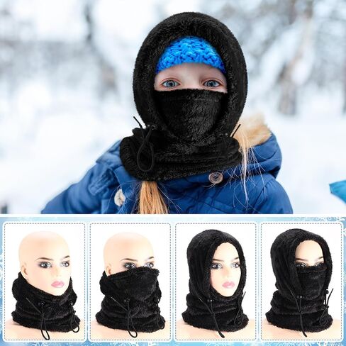 4 Pcs Balaclava Face Mask Kids Winter Windproof Ski Mask Hooded Scarf Head Neck Cover for Cold Weather Skiing Cycling in Saudi Arabia