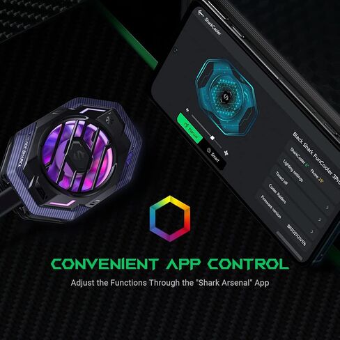 مبرد الهاتف، مروحة تبريد مغناطيسية للهاتف Black Shark MagCooler 4 Pro، ضوء RGB، تطبيق، مشعاع الهاتف المحمول 27 وات للألعاب ودفق الفيديو ومبرد الهاتف المحمول لقيادة السيارة للهواتف والأجهزة اللوحية وأجهزة iPad in Kuwait