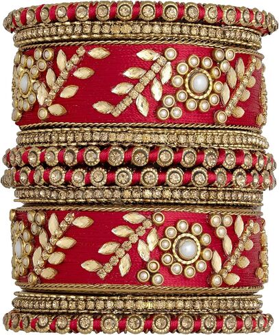 Aheli Royal Design Silk Thread Bangle Set Saree Matching Chuda Indian Traditional Wedding Fashion Jewelry for Women(Multicolor) in Saudi Arabia