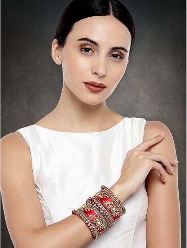 Aheli Royal Design Silk Thread Bangle Set Saree Matching Chuda Indian Traditional Wedding Fashion Jewelry for Women(Multicolor) in Saudi Arabia