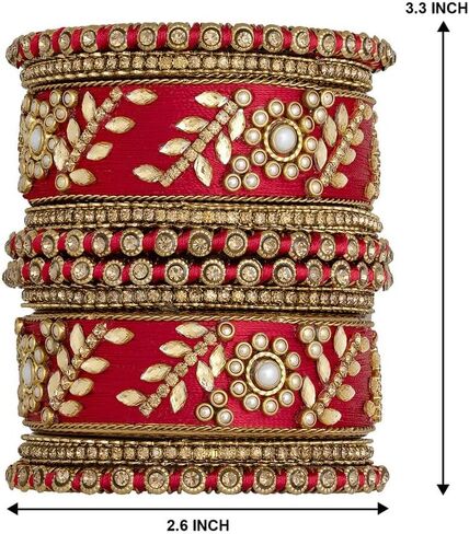 Aheli Royal Design Silk Thread Bangle Set Saree Matching Chuda Indian Traditional Wedding Fashion Jewelry for Women(Multicolor) in Saudi Arabia