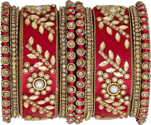 Aheli Royal Design Silk Thread Bangle Set Saree Matching Chuda Indian Traditional Wedding Fashion Jewelry for Women(Multicolor) in Saudi Arabia