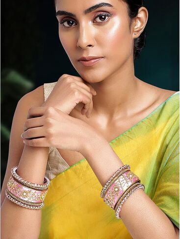 Aheli Royal Design Silk Thread Bangle Set Saree Matching Chuda Indian Traditional Wedding Fashion Jewelry for Women(Multicolor) in Saudi Arabia