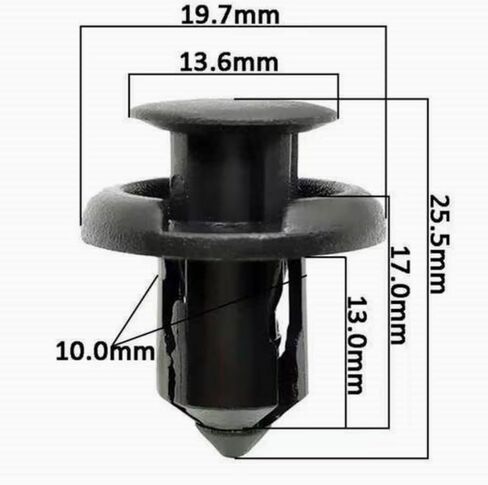 for Honda and Acura Front Fender Liner Trim Panel Bumper Automotive Push-Type Retainer Clip, 20mm Head, 10mm Hole, Black Plastic 91503-SZ3-003 25pcs in Saudi Arabia