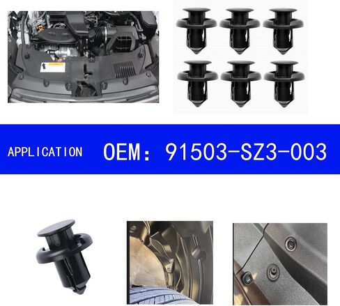 for Honda and Acura Front Fender Liner Trim Panel Bumper Automotive Push-Type Retainer Clip, 20mm Head, 10mm Hole, Black Plastic 91503-SZ3-003 25pcs in Saudi Arabia