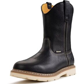 SUREWAY Men's 10" Waterproof Steel-Toe Wellington Work Boot,Full Grain Oil Crazy Horse Leather,Pull On Industrial Safety boot,Comfortable No Rubbing of Feet,Superior Oil/Slip Resistant,EH Rated in Saudi Arabia