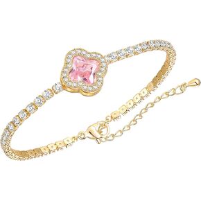 أساور تنس مطلية بالذهب 4K 2 ملم مكعب زركونيا البرسيم سوار تنس قابل للتعديل 6.6 بوصة مع وصلة 2 بوصة مجوهرات عصرية للنساء in Kuwait