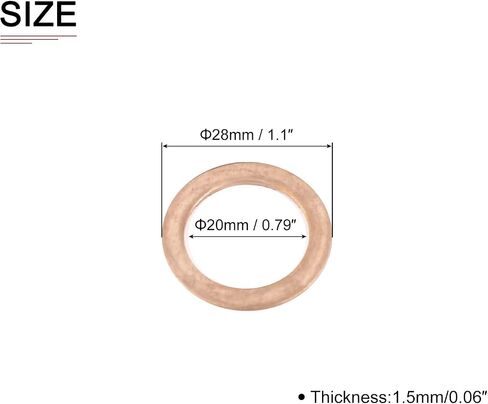 33mmx42.5mmx2mm(IDxODxT) Flat Copper Sealing Washers - 5Pack - Good for Industrial Machinery M33 Screws - Copper Flat Ring Gaskets in Saudi Arabia