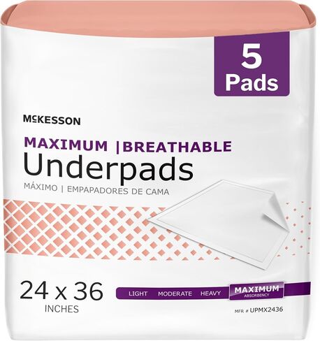 McKesson Underpads Disposable Bed Pads 24" x 36" [70 Count], Maximum Absorbency, Maximum Breathable Incontinence Chux Pads for Adults, Elderly, and Baby, Pee Pads in Saudi Arabia