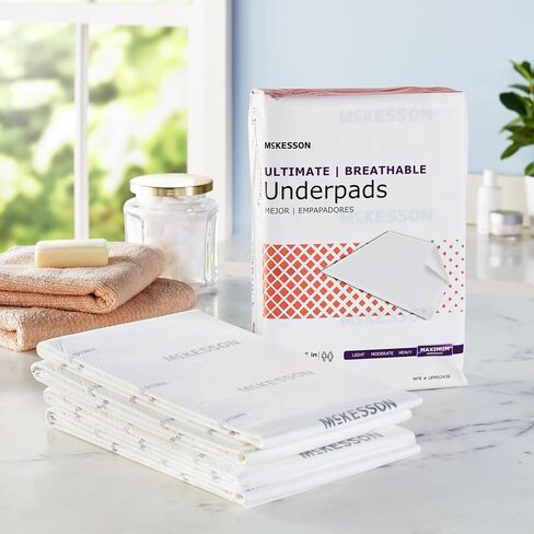 McKesson Underpads Disposable Bed Pads 24" x 36" [70 Count], Maximum Absorbency, Maximum Breathable Incontinence Chux Pads for Adults, Elderly, and Baby, Pee Pads in Saudi Arabia