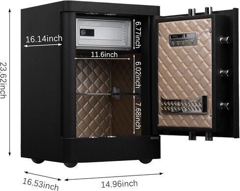 [0.66 قدم] صندوق آمن منزلي، خزائن خزانة للمنزل، آمن للمستندات مع لوحة مفاتيح إلكترونية للتركيب على الحائط أو الأرضية، صندوق أمان شخصي مع رف قابل للإزالة للأعمال المكتبية والفندقية، 0.66 قدم in Kuwait