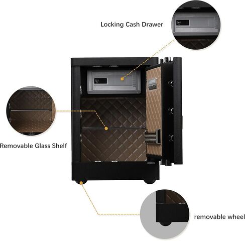 [0.66 قدم] صندوق آمن منزلي، خزائن خزانة للمنزل، آمن للمستندات مع لوحة مفاتيح إلكترونية للتركيب على الحائط أو الأرضية، صندوق أمان شخصي مع رف قابل للإزالة للأعمال المكتبية والفندقية، 0.66 قدم in Kuwait