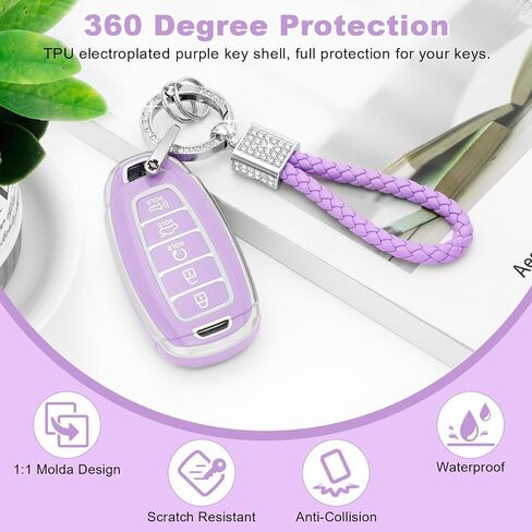 PIFOOG لـ Hyundai Elantra Key Fob Cover 2023 2022 2021 Palisade 5 أزرار حافظة مفاتيح السيارة غطاء حماية كامل أغطية وردية بلينغ سلسلة مفاتيح إكسسوارات جرلي نساء لطيف من مادة TPU in Kuwait