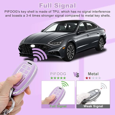 PIFOOG لـ Hyundai Elantra Key Fob Cover 2023 2022 2021 Palisade 5 أزرار حافظة مفاتيح السيارة غطاء حماية كامل أغطية وردية بلينغ سلسلة مفاتيح إكسسوارات جرلي نساء لطيف من مادة TPU in Kuwait