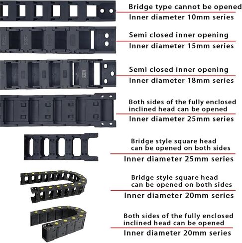 Cable Chain 18x18 18x25 18x37 18x50 mm Bridge Type Non-Opening Semi-Enclosed Plastic Towline Transmission Drag Chain for CNC(18X50 MM_SEMI-Enclosed) in Saudi Arabia