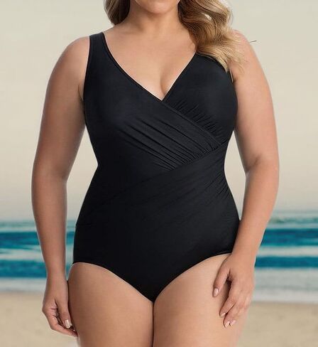 Miraclesuit Women's Swimwear Plus Size Pin Point Oceanus Soft Cup Tummy Control One Piece Swimsuit in Saudi Arabia