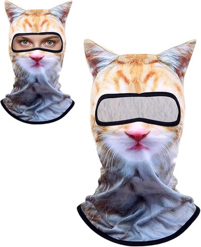 3D Cat Sheisty Ski Balaclava Face Mask with Ears Animal Ski Mask for Music Festivals Halloween Outdoor Antists in Kuwait