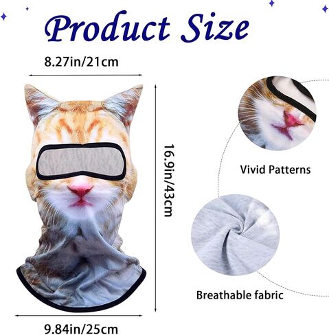 3D Cat Sheisty Ski Balaclava Face Mask with Ears Animal Ski Mask for Music Festivals Halloween Outdoor Antists in Kuwait