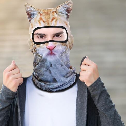 3D Cat Sheisty Ski Balaclava Face Mask with Ears Animal Ski Mask for Music Festivals Halloween Outdoor Antists in Kuwait