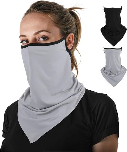 2pcs العنق الوجه الوجه الحماية من أشعة الشمس مع حلقات الأذن وشاح باندانا في الهواء الطلق قناع الوجه تغطية للنساء الرجال الصيف in Saudi Arabia