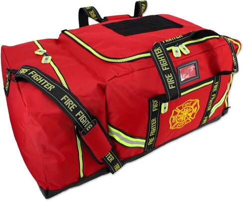 Lightning X Customizable Premium 3XL Firefighter Step-in Turnout Fire Gear Bag w/Embroidered Name - RED in Saudi Arabia