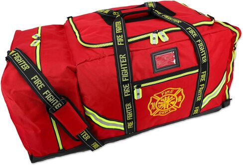Lightning X Customizable Premium 3XL Firefighter Step-in Turnout Fire Gear Bag w/Embroidered Name - RED in Saudi Arabia