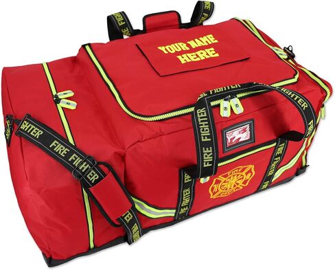Lightning X Customizable Premium 3XL Firefighter Step-in Turnout Fire Gear Bag w/Embroidered Name - RED in Saudi Arabia