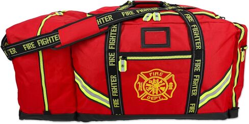 Lightning X Customizable Premium 3XL Firefighter Step-in Turnout Fire Gear Bag w/Embroidered Name - RED in Saudi Arabia