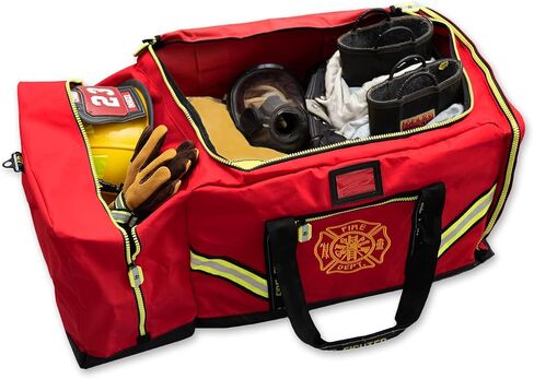 Lightning X Customizable Premium 3XL Firefighter Step-in Turnout Fire Gear Bag w/Embroidered Name - RED in Saudi Arabia