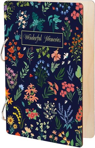SUPERDANT A Good Life Greeting Card Holder Rose Flowers Wedding Planning Book Wooden Loose Leaf Binder Photo Album 2-Rings Cover Planner Keeper Keepsake Gifts for Bride Wedding Engagement Couple in Saudi Arabia