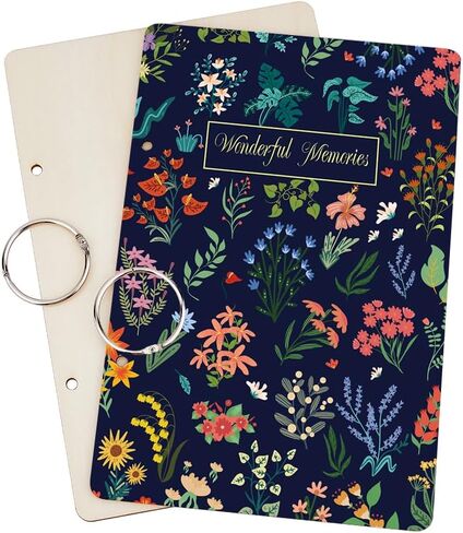 SUPERDANT A Good Life Greeting Card Holder Rose Flowers Wedding Planning Book Wooden Loose Leaf Binder Photo Album 2-Rings Cover Planner Keeper Keepsake Gifts for Bride Wedding Engagement Couple in Saudi Arabia