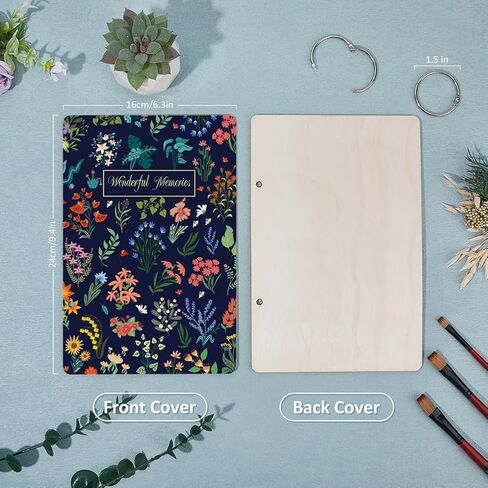 SUPERDANT A Good Life Greeting Card Holder Rose Flowers Wedding Planning Book Wooden Loose Leaf Binder Photo Album 2-Rings Cover Planner Keeper Keepsake Gifts for Bride Wedding Engagement Couple in Saudi Arabia