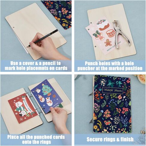 SUPERDANT A Good Life Greeting Card Holder Rose Flowers Wedding Planning Book Wooden Loose Leaf Binder Photo Album 2-Rings Cover Planner Keeper Keepsake Gifts for Bride Wedding Engagement Couple in Saudi Arabia