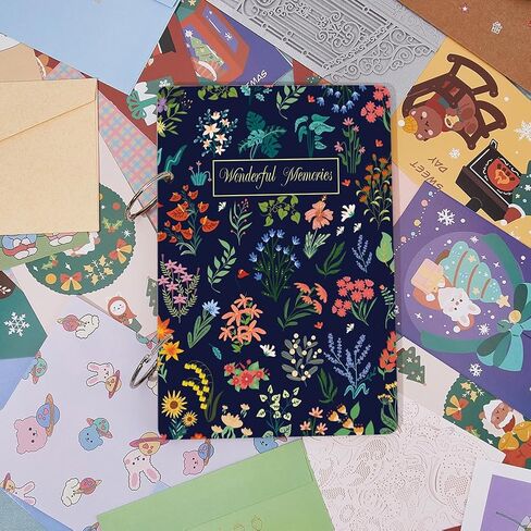 SUPERDANT A Good Life Greeting Card Holder Rose Flowers Wedding Planning Book Wooden Loose Leaf Binder Photo Album 2-Rings Cover Planner Keeper Keepsake Gifts for Bride Wedding Engagement Couple in Saudi Arabia