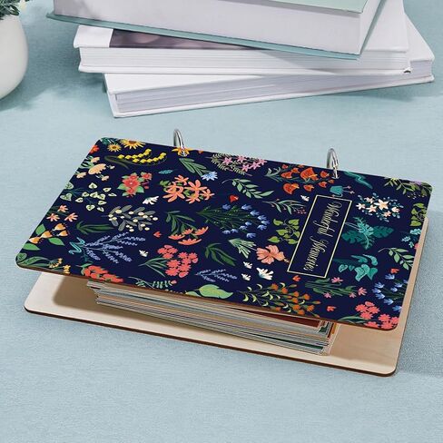 SUPERDANT A Good Life Greeting Card Holder Rose Flowers Wedding Planning Book Wooden Loose Leaf Binder Photo Album 2-Rings Cover Planner Keeper Keepsake Gifts for Bride Wedding Engagement Couple in Saudi Arabia