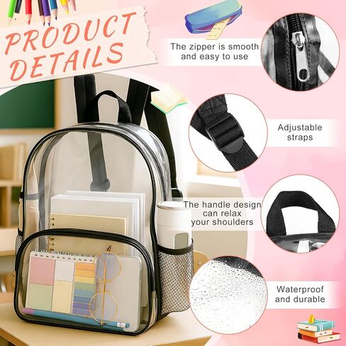30 كمبيوترا صافية backpack bolk 15.7 بوصة chanced pvc pvc fracpags الكتب الشفافة كبيرة مضاد للماء ، انظر من خلال أكياس لاستاد التبرع غير الربحي. in Saudi Arabia