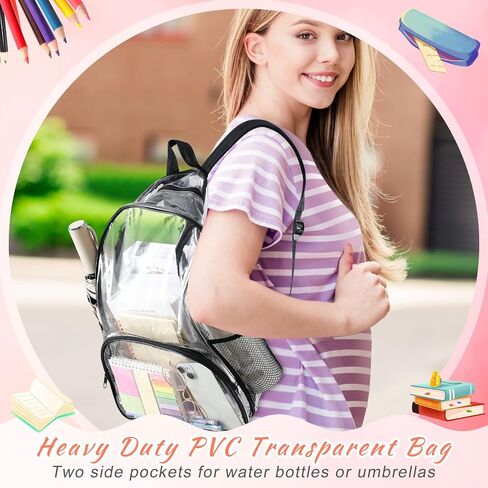 30 كمبيوترا صافية backpack bolk 15.7 بوصة chanced pvc pvc fracpags الكتب الشفافة كبيرة مضاد للماء ، انظر من خلال أكياس لاستاد التبرع غير الربحي. in Saudi Arabia