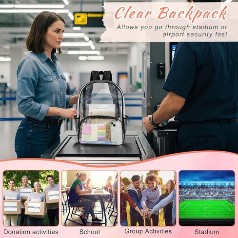 30 كمبيوترا صافية backpack bolk 15.7 بوصة chanced pvc pvc fracpags الكتب الشفافة كبيرة مضاد للماء ، انظر من خلال أكياس لاستاد التبرع غير الربحي. in Saudi Arabia